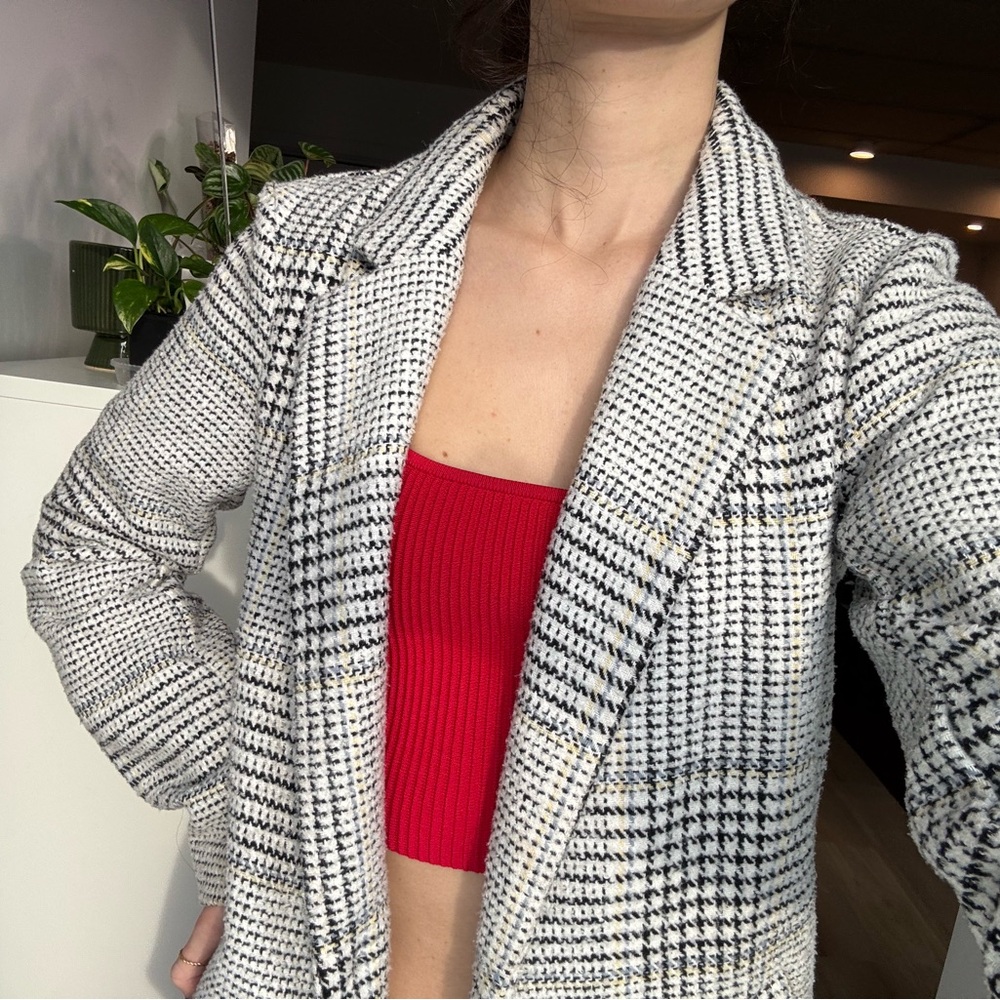 Dynamite Women's Black and White Houndstooth Coat